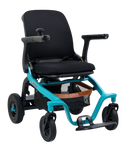 Front View Of The Golden Technologies Ally Electric Wheelchair Shown In Teal Color 
