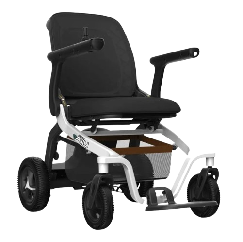 Front View Of The Golden Technologies Ally Electric Wheelchair Shown In White Color