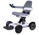 Front View Of The Golden Technologies Ally Sport Omnidirectional Electric Wheelchair Left Side Shown In White Color