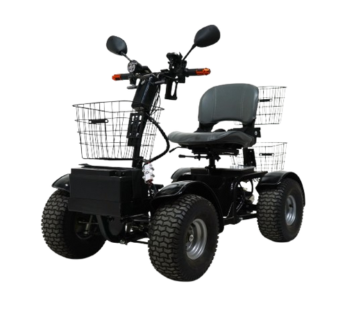 Front View Of The Green Transporter Cheeta Golf All-Terrain Mobility Scooter Single Seat Left Side
