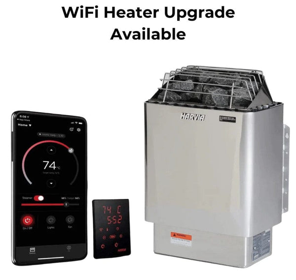 Front View Of The Harvia Heater With Optional WiFi Upgrade For The Golden Designs Sundsvall 2-Person Indoor Sauna | GDI-7289-02
