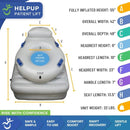 Front View Of The HelpUp Patient Lift Showing Dimensions Of The Lift
