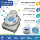 Front View Of The HelpUp Patient Lift With Features Highlighted And Numbered