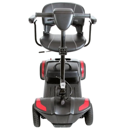 Front View Of The Journey Adventure Mobility Scooter Shown In Red Color
