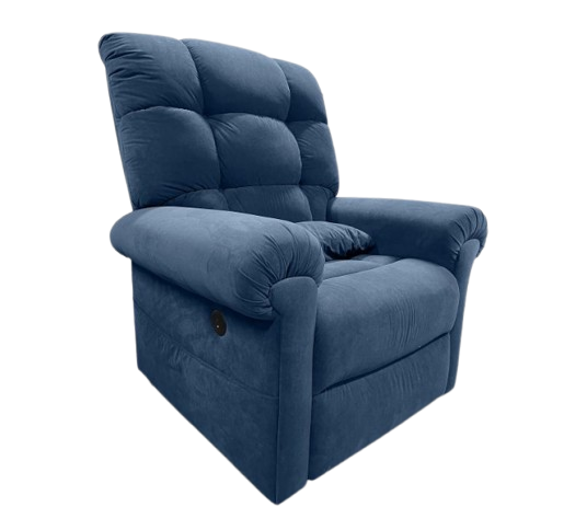 Front View Of The Journey Perfect Lift Chair With Microlux Fabric Shown In Blue Color