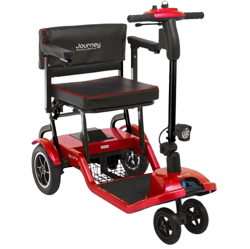 Front View Of The Journey So Lite Mobility Scooter Shown In Red Color