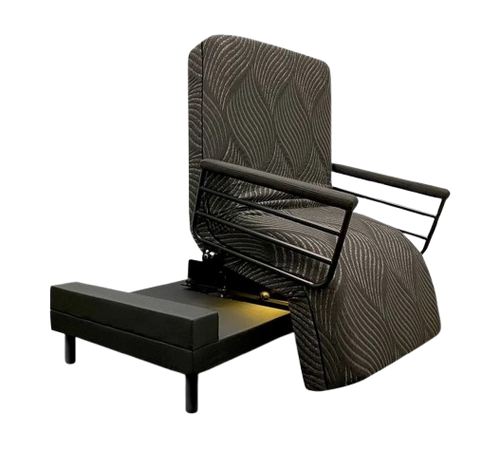 Front View Of The Journey UPbed Independence Rotating Adjustable Lift Bed Shown With Under Bed Lighting And In The Chair Position