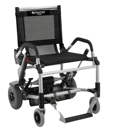 Front View Of The Journey Zinger Electric Wheelchair Shown In Black Color