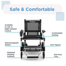 Front View Of The Journey Zoomer Electric Wheelchair Shown In Black Color With Features Highlighted On A White Background 