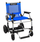 Front View Of The Journey Zoomer Electric Wheelchair Shown In Blue Color