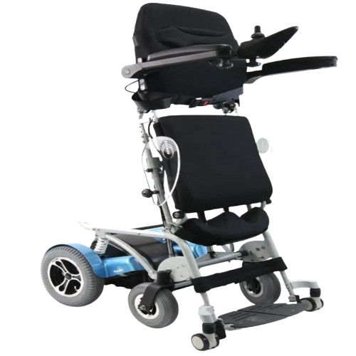 Front View Of The Karman XO-202 Power Standing Wheelchair In The Standing Position