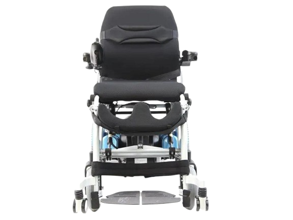Front View Of The Karman XO-202 Power Standing Wheelchair In The Seated Position
