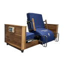 Front View Of The Med Mizer Active Care Deluxe Rotating Bed With Leg Rails And Bed In The Chair Position