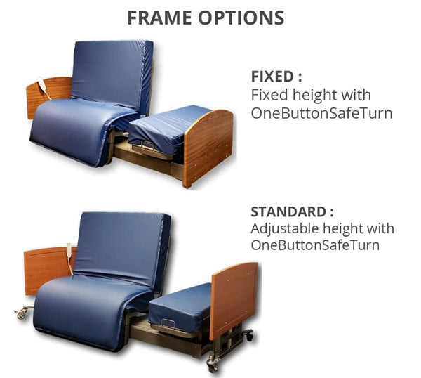 Front View Of The Med Mizer Active Care Rotating Bed Demonstrating The Frame Options