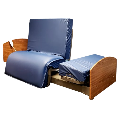 Front View Of The Med Mizer Active Care Rotating Bed Fixed Model In Chair Position