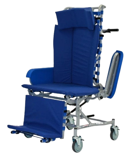 Front View Of The Med Mizer FlexTilt Comfort Chair With The Armrest Moved Back For Transfers