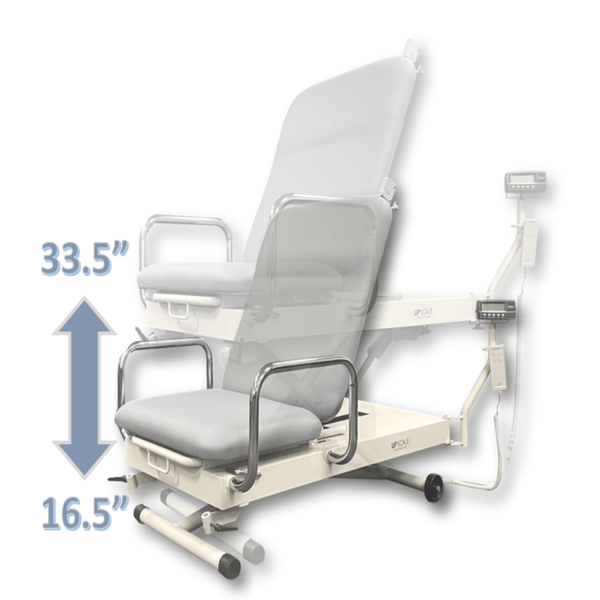 Front View Of The Med Mizer UpScale Adjustable Treatment Table Illustrating The Height Adjustable Feature