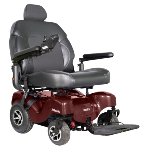 Front View Of The Merits Atlantis Heavy Duty Power Chair In Red Color