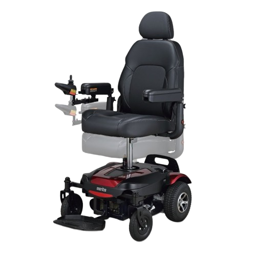 Front View Of The Merits Dualer Power Chair Highlighting Its Optional Seat Elevation