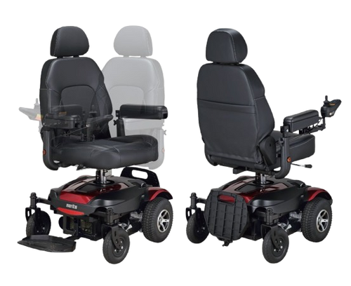 Front View Of The Merits Dualer Power Chair Highlighting Its Rotating Capability