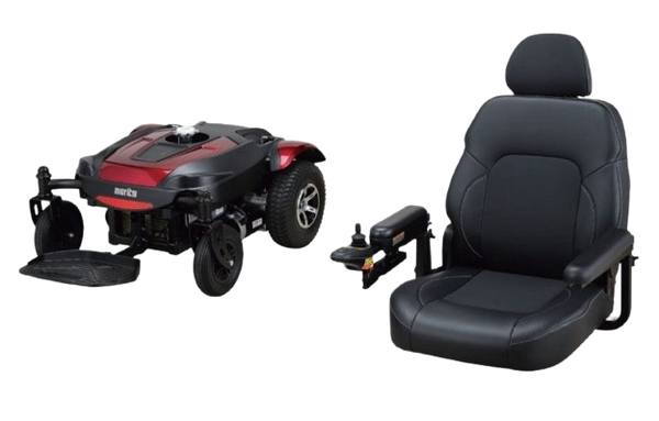 Front View Of The Merits Regal Power Chair In Two Parts Including The Base And The Seat