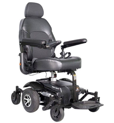Front View Of The Merits Vision Sport Power Chair In Black Color
