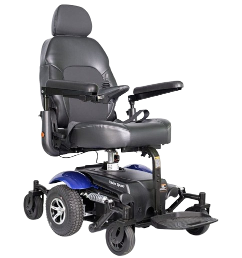 Front View Of The Merits Vision Sport Power Chair In Blue Color