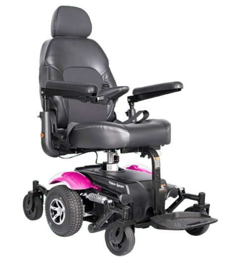 Front View Of The Merits Vision Sport Power Chair In Pink Color
