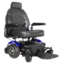 Front View Of The Merits Vision Super Heavy Duty Power Chair In Blue Color