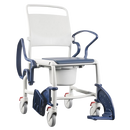 Front View Of The Rebotec Bonn Shower Commode Chair Shown With One Leg Rest And One Armrest In The Adjusted Position