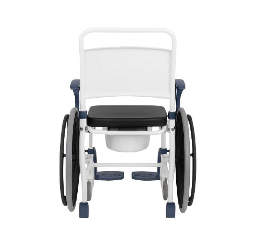 Front View Of The Rebotec Miami Shower Commode Wheelchair