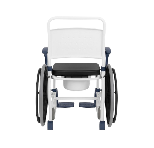 Front View Of The Rebotec Miami Shower Commode Wheelchair