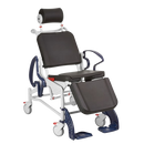 Front View Of The Rebotec Phoenix 200 Reclining Shower Commode Chair With Armrest In The Rotated Position