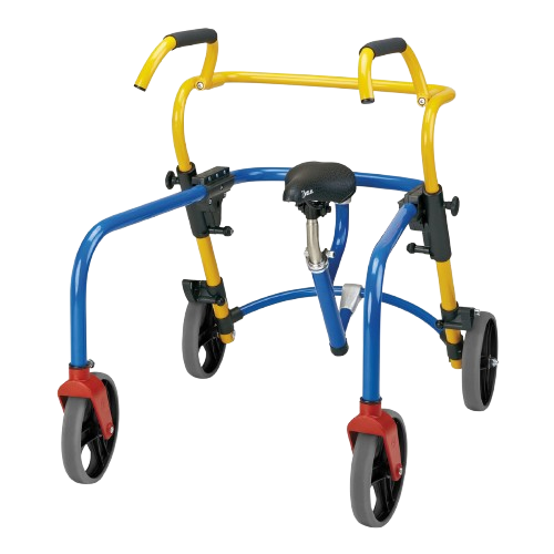Front View Of The Rebotec Pluto Posterior Child Rollator With Seat Accessory