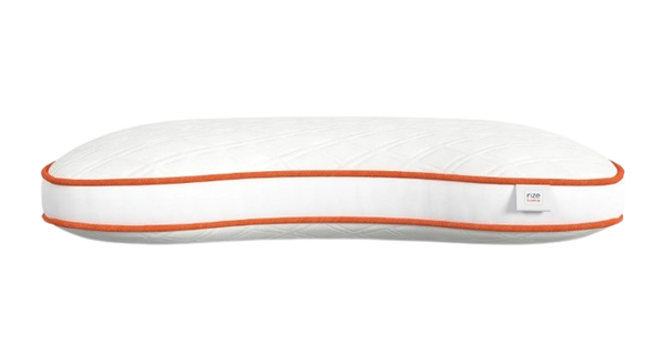 Front View Of The Rize Home Cloud Pillow Shown In White With Orange Trim 
