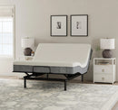Front View Of The Rize Home Cool Flex 10" Hybrid Mattress Shown With Adjustable Base In The Adjusted Position In A Bedroom Setting With Nightstands And Lamps