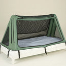 Front View Of The Safe Place Bedding Model 100 Safe Place Travel Bed Shown In The Green Color