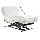 Front View Of The Transfer Master Supernal Hi Low Adjustable Bed With A Mattress And Side Rail