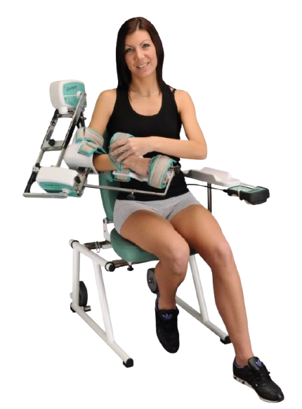 Front View Of Woman Using The Kinetec Centura Shoulder CPM Machine