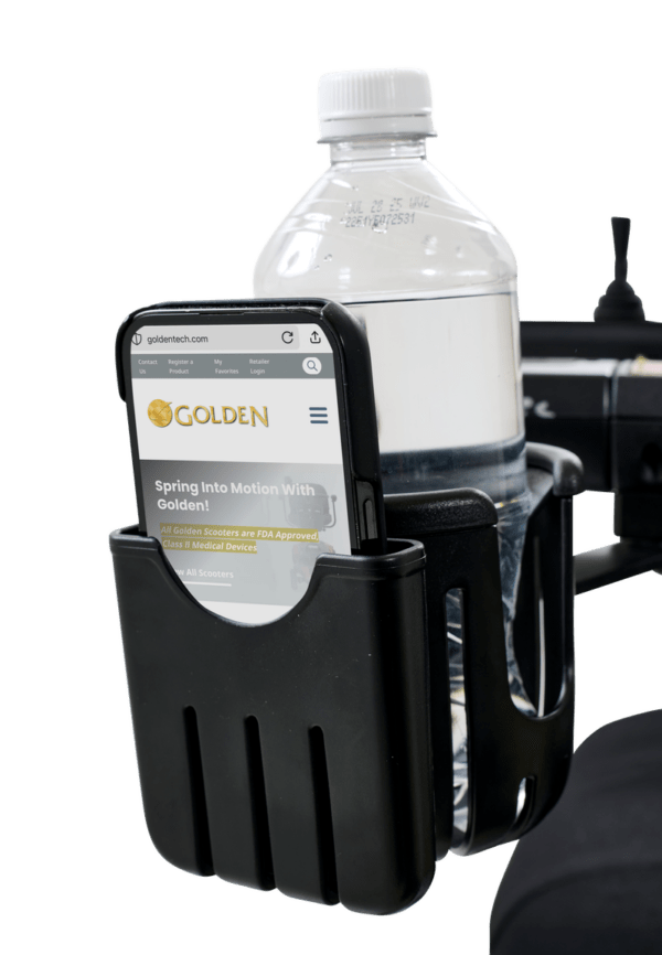 Golden Technologies Ally Electric Wheelchair Black Cup Holder And Phone Holder Optional Accessory