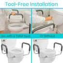 Images Demonstrating The Tool-Free Installation Of The Vive Health Toilet Seat Riser With Handles