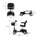 Images Of The Different Perspectives Of The Metro Mobility M1 Mobility Scooter Highlighting Its Dimensions