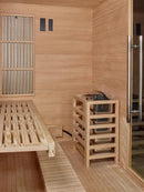 Inside View Of The Golden Designs Soria 3-Person Full Spectrum EMF Hybrid Indoor Sauna | GDI-8330-01