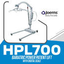 Joerns Healthcare HPL700 Bariatric Power Patient Lift With Digital Scale, Shown In A Clean Studio-Style Graphic With A White Background And Blue Text Panel