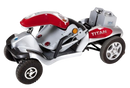 Left Side Overhead View Of The Tzora Titan 4 Hummer Medical Mobility Scooter In The Folded Position In Red Color