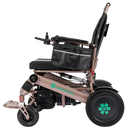 Left Side View Of The Bangeran Mammoth EX Automatic Folding Electric Wheelchair Shown In Brown And Teal Color