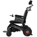 Left Side View Of The Bangeran Mammoth EX Automatic Recline Electric Wheelchair Shown In Black And Orange Color 