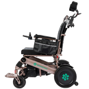 Left Side View Of The Bangeran Mammoth EX Automatic Recline Electric Wheelchair Shown In Brown And Teal Color 