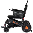 Left Side View Of The Bangeran Mammoth EX Electric Wheelchair Shown In Black And Orange Color
