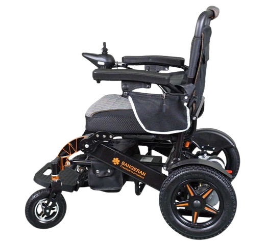 Left Side View Of The Bangeran Mammoth Electric Wheelchair Shown With Black Color